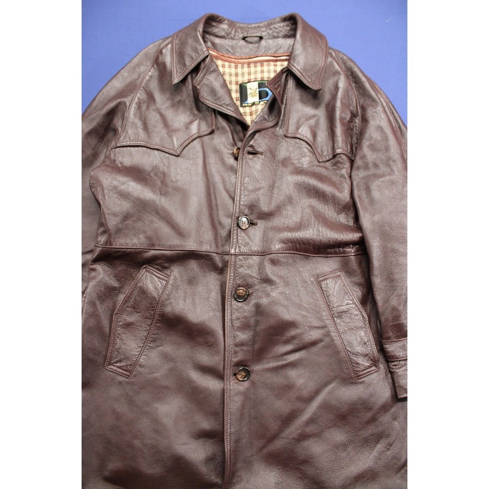 Breier of Amsterdam Leather Suit Coat Fits Like‎ a Large Brown Removable Vest